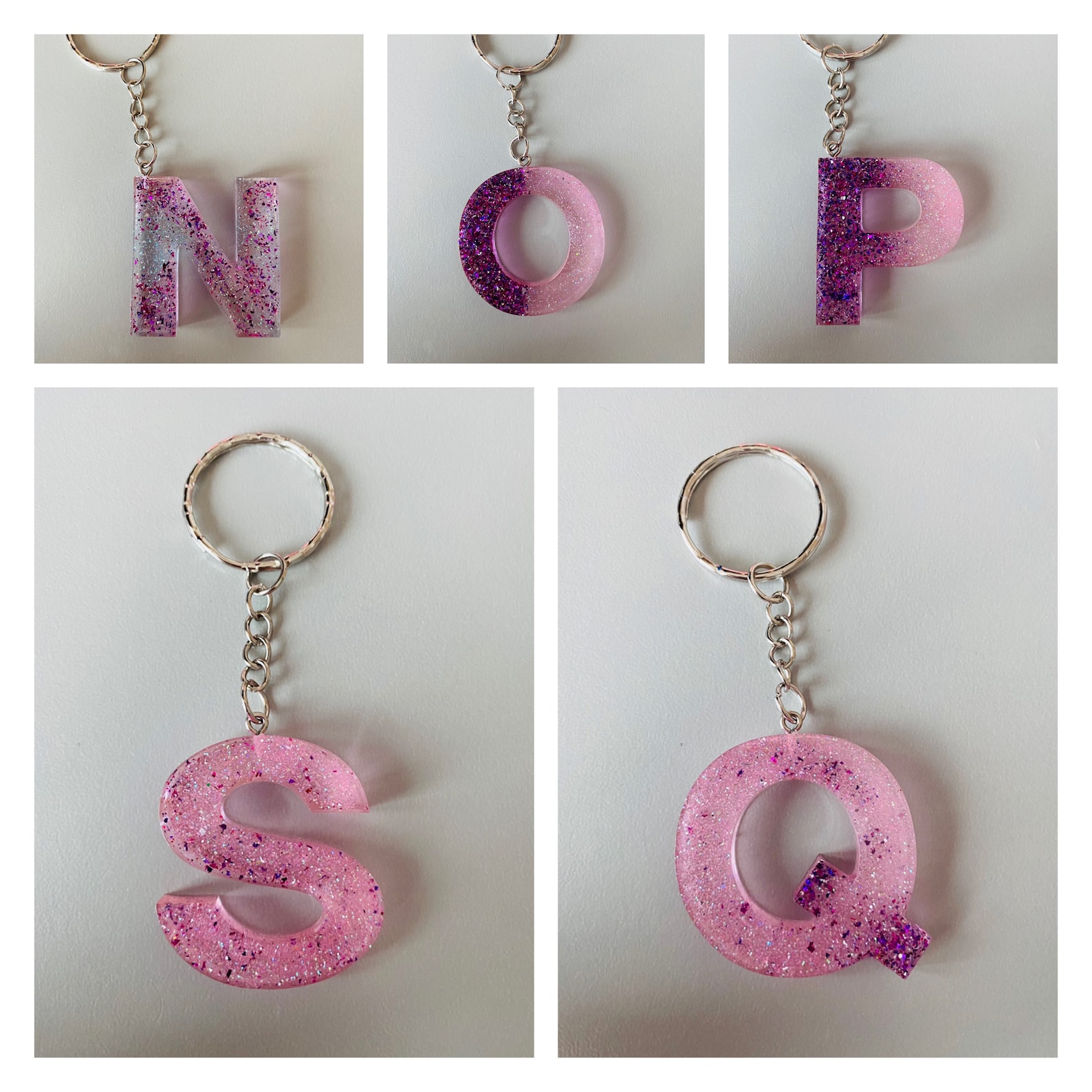 Epoxy Resin Keychain in multiple letters Etsy
