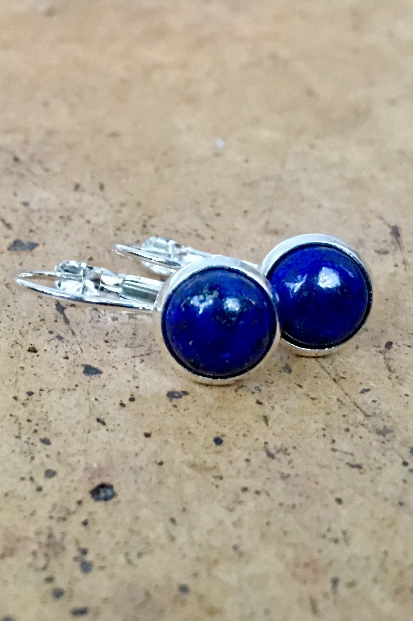 Boucles D'oreilles Dormeuses Avec Goutte En Lapis Lazuli - Argent Sterling, Pierre Bleue, Neuf Avec étiquettes