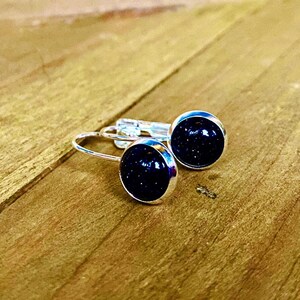 May include: A pair of silver clip-on earrings with black glitter round cabochons.