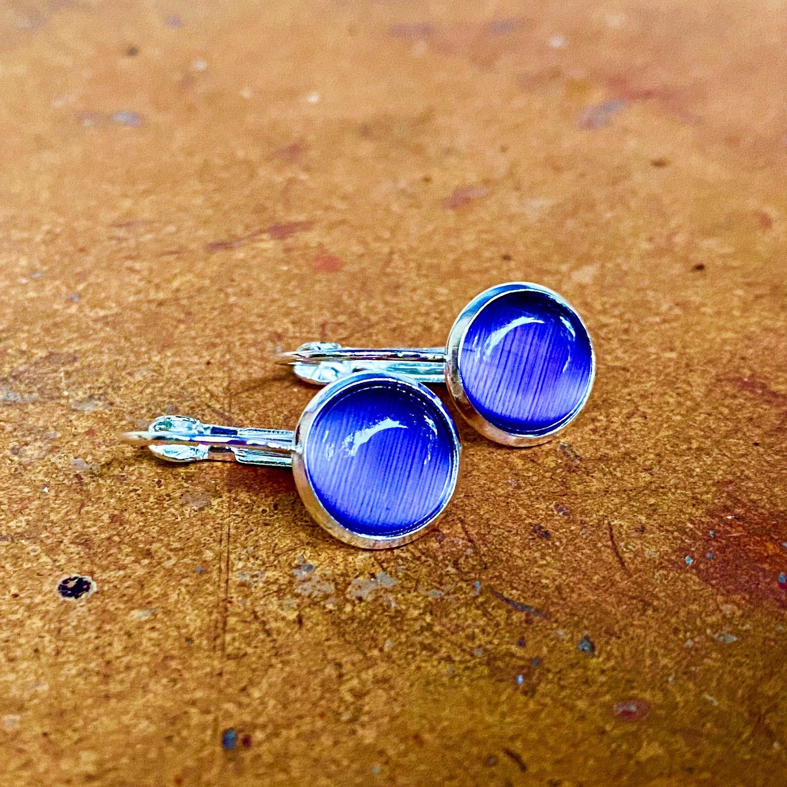 Periwinkle Cats Eye Gemstone Dangling Earrings Lever-back | Etsy