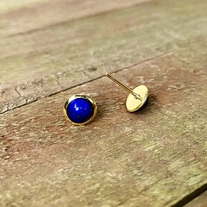 Tiny Lapis Lazuli Gemstone Studs, Gold, 6mm Round, Small Earring Posts ...