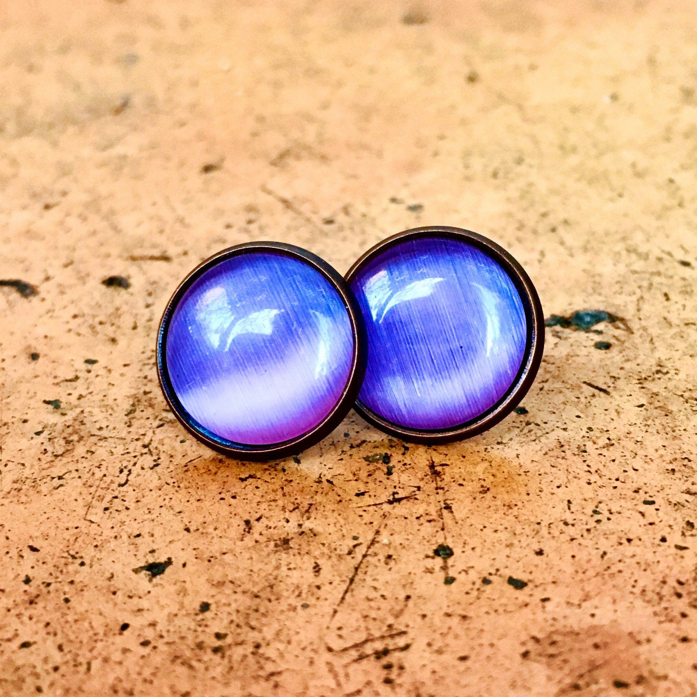 Pale Pink Cat's Eye Gemstone Studs Natural Cats Eye stone Etsy