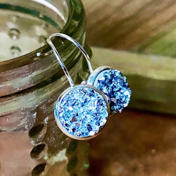 Orecchini A Monachella In Argento Sterling Druzy: Argento Brillante, 12 Mm - Italia - Foto 8