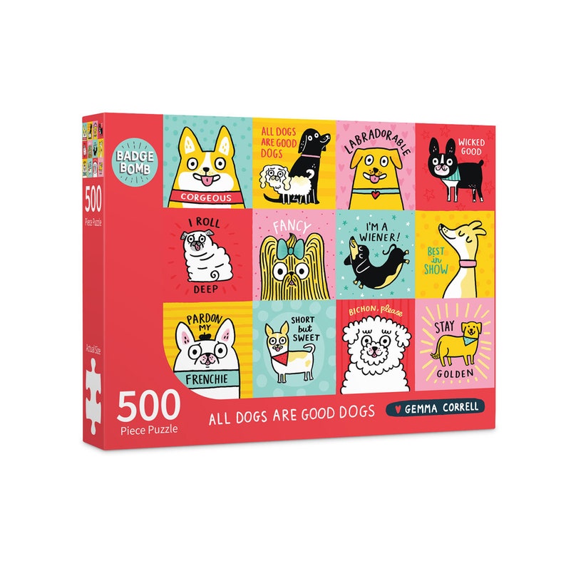 All Dogs Are Good Dogs 500-Piece Puzzle Gemma Correll Badge Bomb image 1