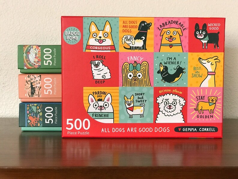 All Dogs Are Good Dogs 500-Piece Puzzle Gemma Correll Badge Bomb image 3