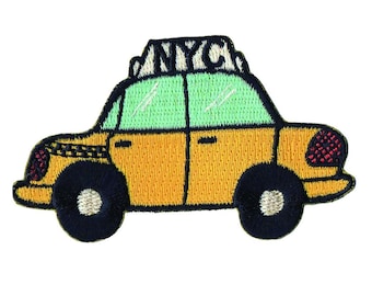 Toppa termoadesiva con scritta "Taxi di New York" - Illustrazione di Allison Cole