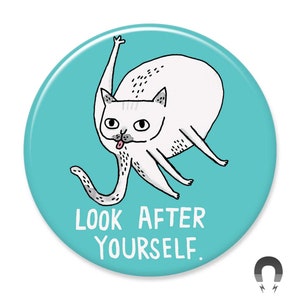 Look After Yourself Cat 2.25" Round Magnet - Gemma Correll for Badge Bomb