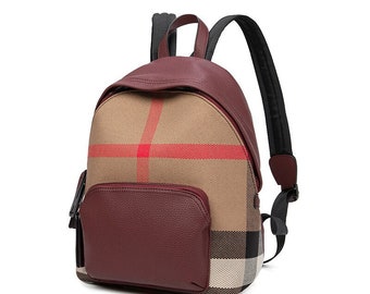 British style backpack, multi-purpose travel lightweight soft PU leather casual backpack