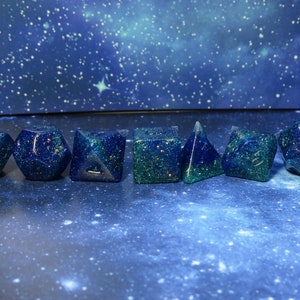One of kind, Blue Lagoon Turbo Glitter , Polyhedral Dice Set