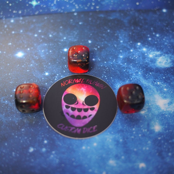 One of kind, Red Lava with Gold Leaf, d6 Dice Set