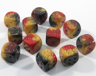 One of kind, The edgy One, 12 piece  12mm pip dice Set