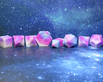 One of kind, Berries and Cream , Sharp Polyhedral Dice Set