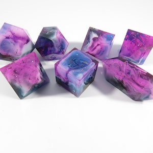 One of kind,  Gender Fluid Swirl, SHARP Polyhedral Dice Set