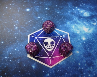 Uno de clase, Dark Purple Turbo Glitter, d6 Dice Set