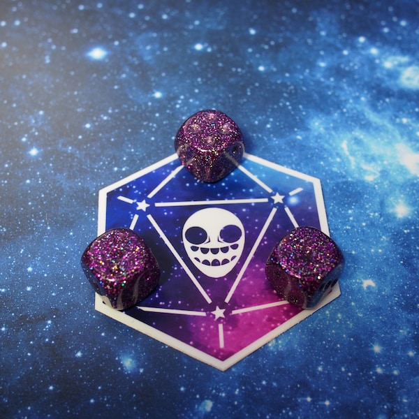 One of kind, Dark Purple Turbo Glitter, d6 Dice Set