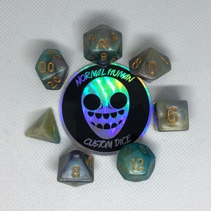One of kind, Peacock Themed Polyhedral Dice Set image 1