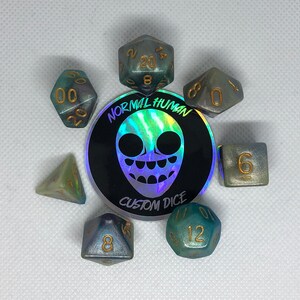 One of kind, Peacock Themed Polyhedral Dice Set