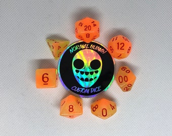 One of kind, Safty Cone Orange Themed Polyhedral Dice Set
