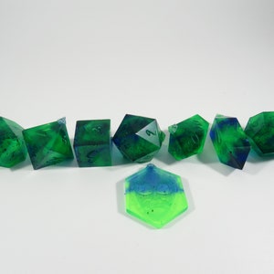 One of kind,  The Beast of Pirates Bay, UV reactive , SHARP Polyhedral Dice Set