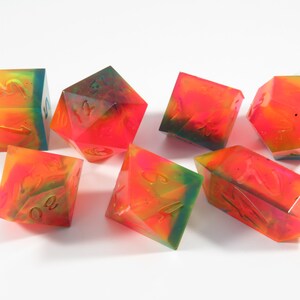 One of kind, Flashback UV Reactive Dirty Pour , SHARP Polyhedral Dice Set
