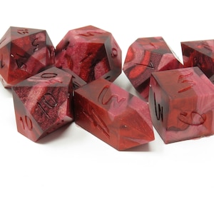 One of kind, SQUISHY Angry Rose (Silicone Rubber),  SHARP Polyhedral Dice Set