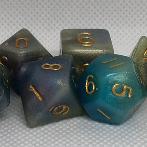 One of kind, Peacock Themed Polyhedral Dice Set image 5