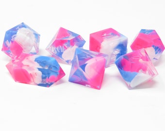 One of kind, Neon Trans Party, SHARP Polyhedral Dice Set