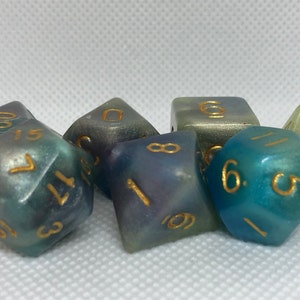 One of kind, Peacock Themed Polyhedral Dice Set image 3