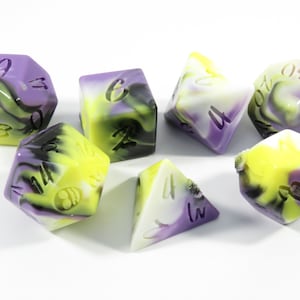 One of kind, Nonbinary Swirl, ROUND Polyhedral Dice Set