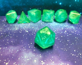 One of kind, Shimmering Mermaid Green, Polyhedral Dice Set