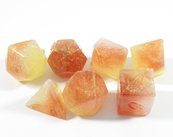 One of kind, Sweet Tea and Blue Skies, (UV Color Shift), ROUND Polyhedral Dice Set