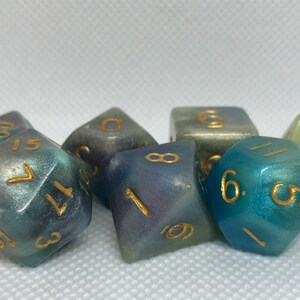 One of kind, Peacock Themed Polyhedral Dice Set image 2