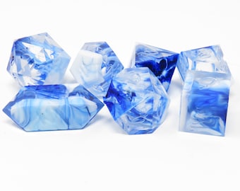 One of kind, Flow Blue Bloop, SHARP Polyhedral Dice Set