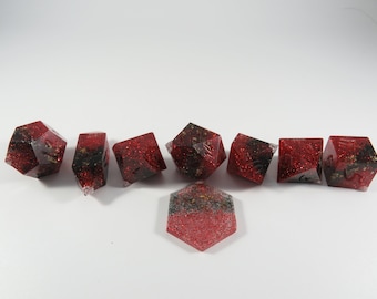 Único en su clase, Red Dragon Horde Redux Sparkle Vomit, SHARP Polyhedral Dice Set