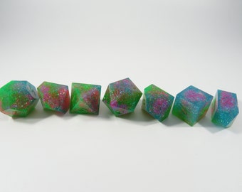 One of kind, Polysexual Sparkle Vomit, SHARP Polyhedral Dice Set