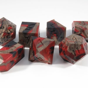 One of kind, SQUISHY Brimstone (Silicone Rubber),  SHARP Polyhedral Dice Set