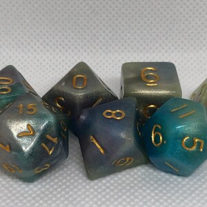 One of kind, Peacock Themed Polyhedral Dice Set image 4