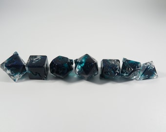 One of kind,  Oil Spill Bloop , ROUND Polyhedral Dice Set