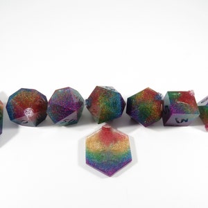One of kind, Rotten Rainbow PURE GLITTER , SHARP Polyhedral Dice Set