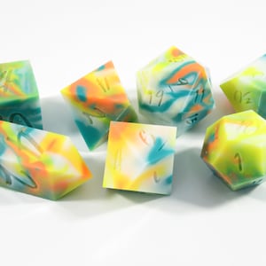 One of kind, Caribbean , SHARP Polyhedral Dice Set