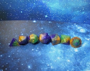 One of kind, Mardi Gras , Polyhedral Dice Set