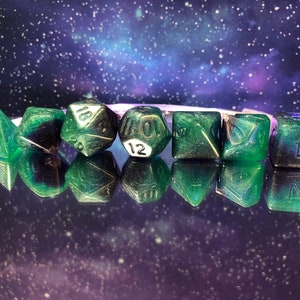 One of kind, Green Nebula , Polyhedral Dice Set