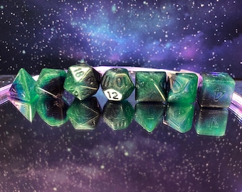 One of kind, Green Nebula , Polyhedral Dice Set
