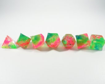 One of kind, Electric Koolaid Acid Test, UV reactive, Polyhedral Dice Set