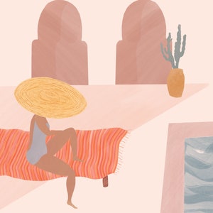Lounging in Marokko - Kunstdruck, Wandbild, Reise, Abenteuer Kunstdruck, Poster, Boho Schlafzimmer, Wohnzimmer Dekor