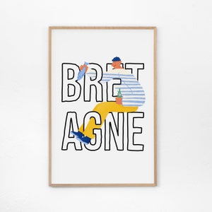 Bretagne, France Art Print - Cartel francés, impresión de arte de Bretaña, arte de pescadores