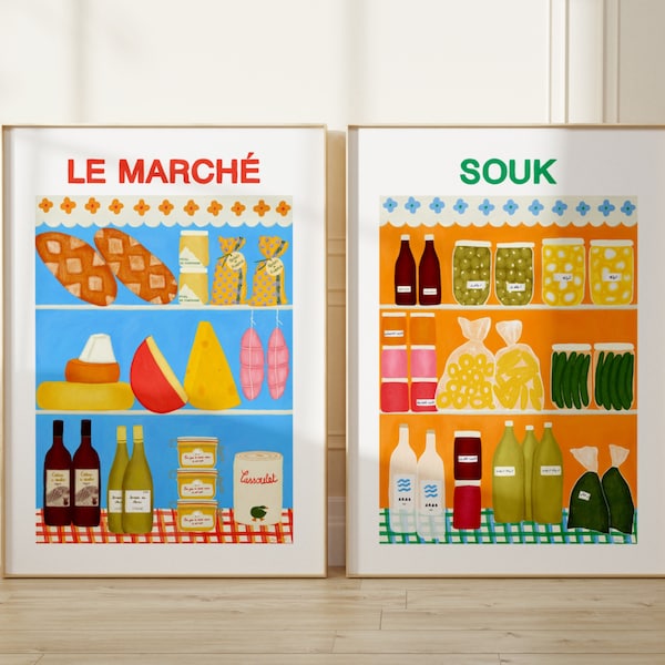 Estampes d'art Le Marché et Souk - Collection DE PARIS A BEYROUTH - Affiche de musée, art France, art Liban, estampe Beyrouth