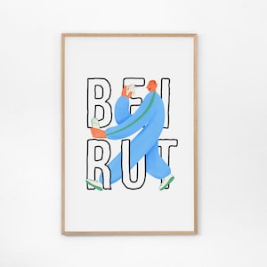 Beirut, Lebanon Art Print - Lebanese poster, Beirut travel poster, Bonjus art