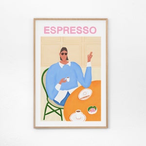 Espresso Art Print - Cartel del museo, Arte de Francia, Impresión de café, Cartel parisino