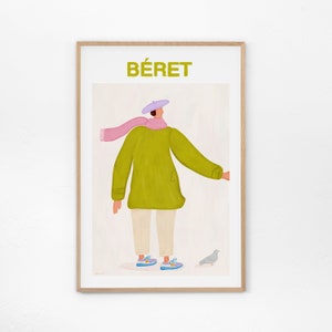 Beret Art Print - Museum poster, France art, Paris poster